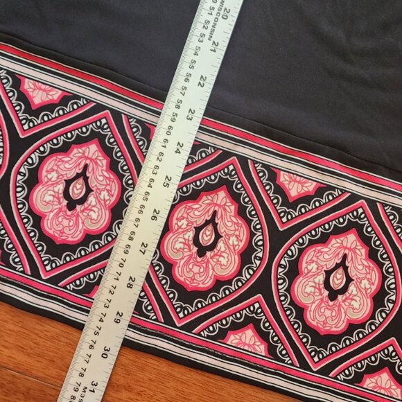 JM Collection Boho Tunic Women's Size L Black Top Sleeve 3/4 Blouse - Picture 7 of 11